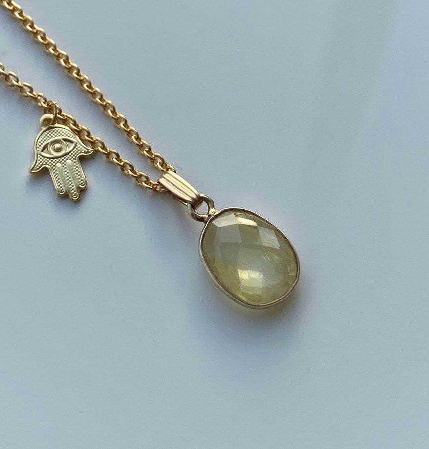 Greenish-Yellow Sapphire Pendant Necklace
