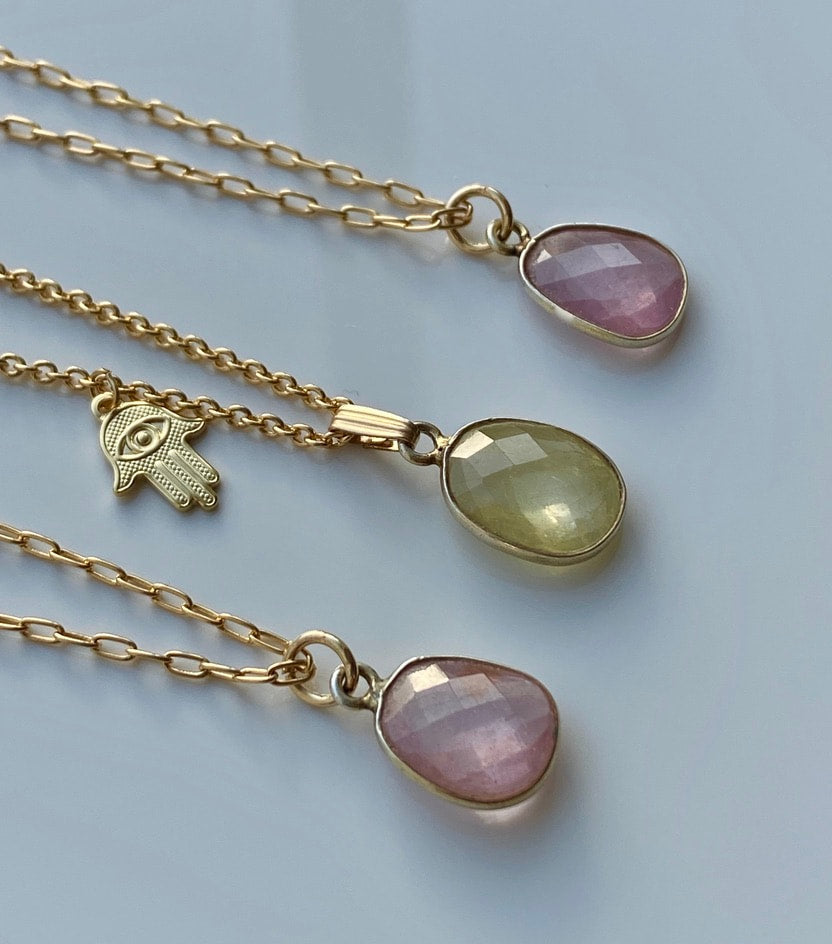 Light Pink Sapphire Pendant Necklace