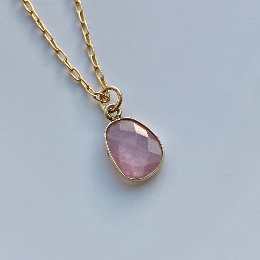 Light Pink Sapphire Pendant Necklace