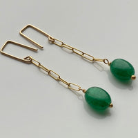 Emerald Paperclip Chain Earrings