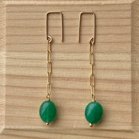 Emerald Paperclip Chain Earrings