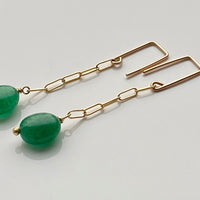 Emerald Paperclip Chain Earrings