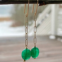 Emerald Paperclip Chain Earrings