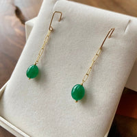 Emerald Paperclip Chain Earrings