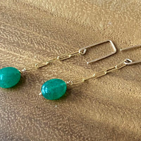 Emerald Paperclip Chain Earrings