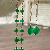 Emerald Paperclip Chain Earrings