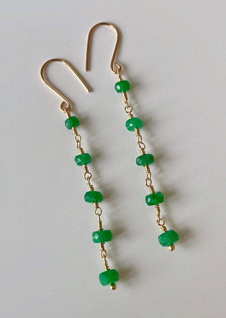 Long Emerald Chain Earrings