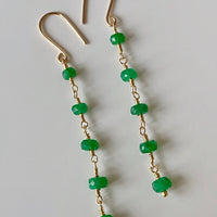 Long Emerald Chain Earrings