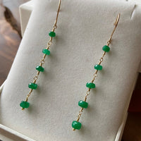 Long Emerald Chain Earrings