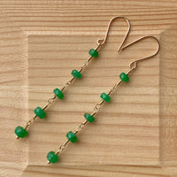 Long Emerald Chain Earrings