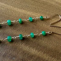 Long Emerald Chain Earrings