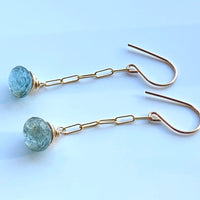 Moss Aquamarine Paperclip Chain Earrings