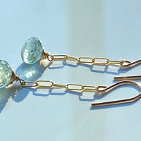 Moss Aquamarine Paperclip Chain Earrings
