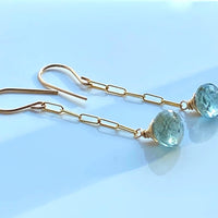 Moss Aquamarine Paperclip Chain Earrings