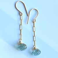 Moss Aquamarine Paperclip Chain Earrings