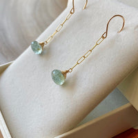 Moss Aquamarine Paperclip Chain Earrings