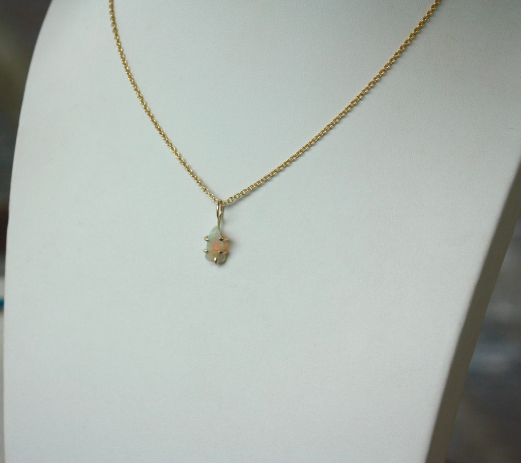 Ethiopian Opal Pendant Necklace, October Birthstone Necklace