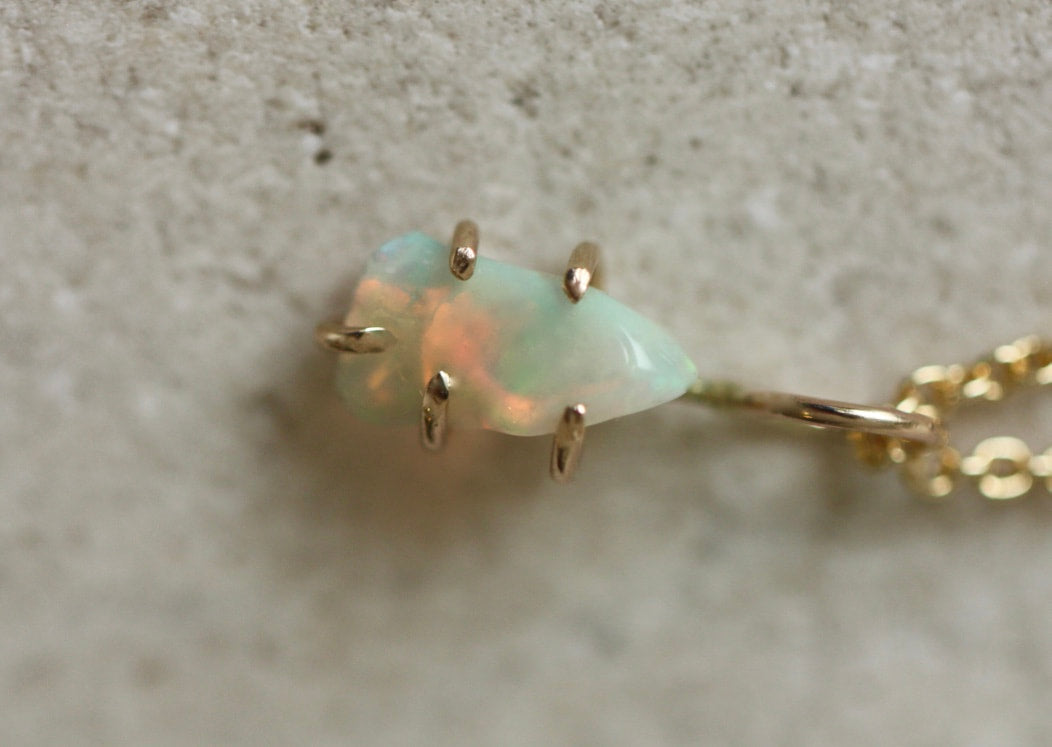 Ethiopian Opal Pendant Necklace, October Birthstone Necklace