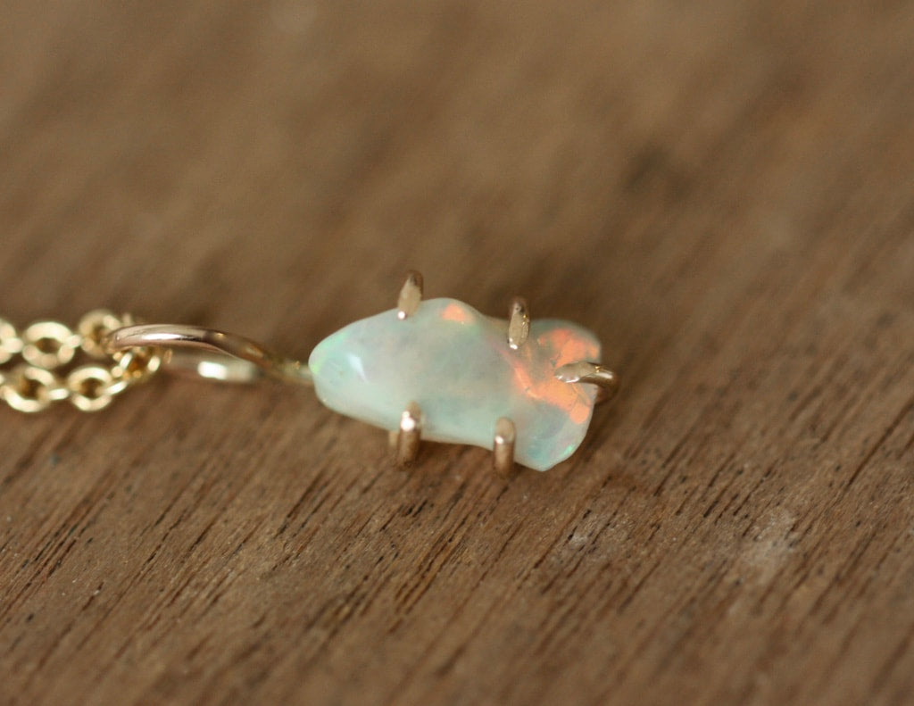 Ethiopian Opal Pendant Necklace, October Birthstone Necklace