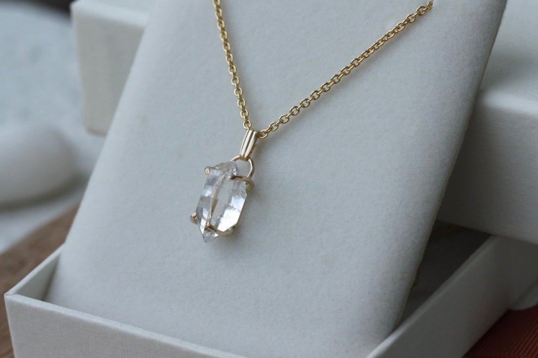 Natural Herkimer Diamond Pendant Necklace, April Birthstone Necklace