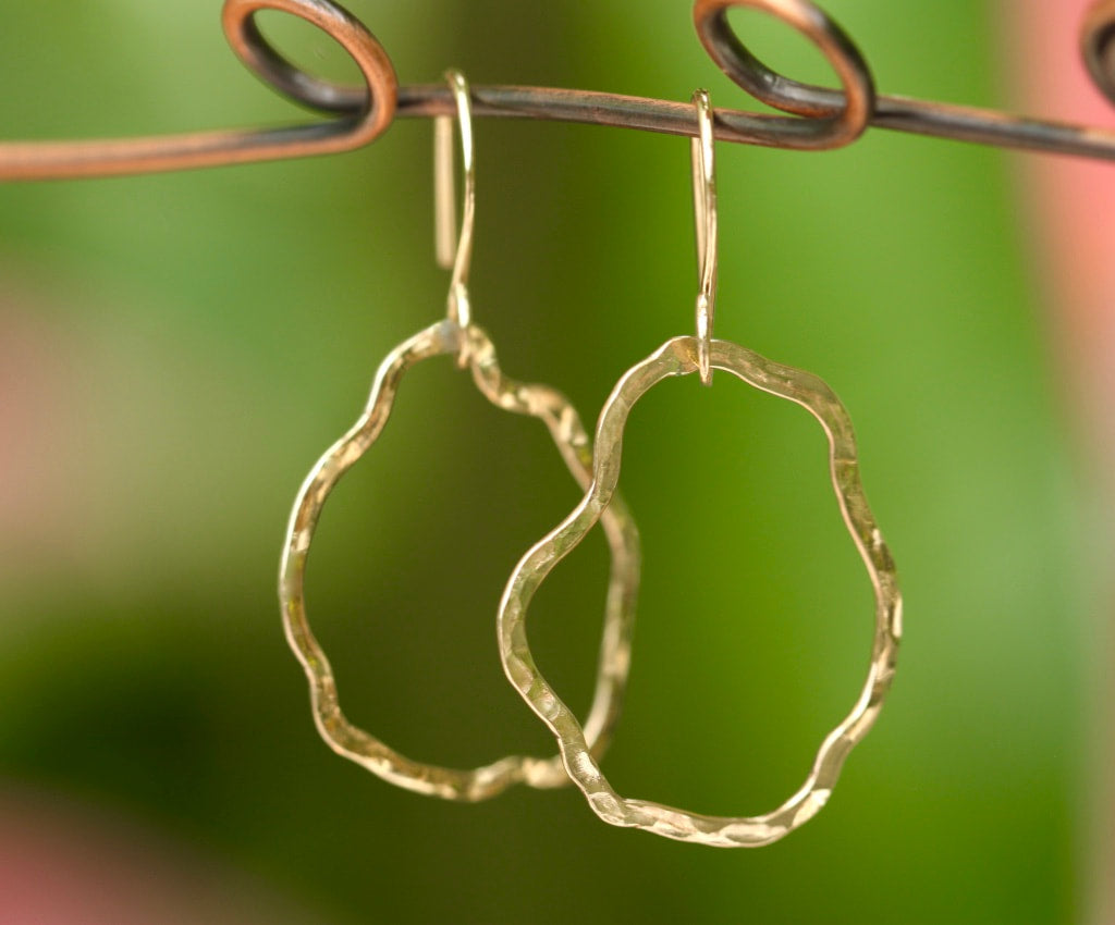 Organic Hammered Hoop Earrings