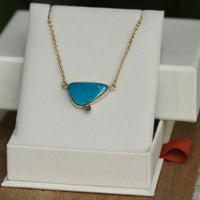 Australian Opal and Blue Sapphire Pendant Necklace, September and October Birthstone Necklace