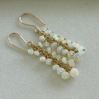 Ethiopian White Opal Cascade Earrings