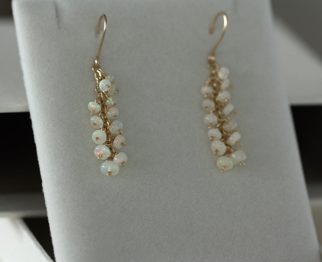Ethiopian White Opal Cascade Earrings