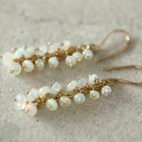 Ethiopian White Opal Cascade Earrings