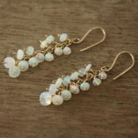 Ethiopian White Opal Cascade Earrings