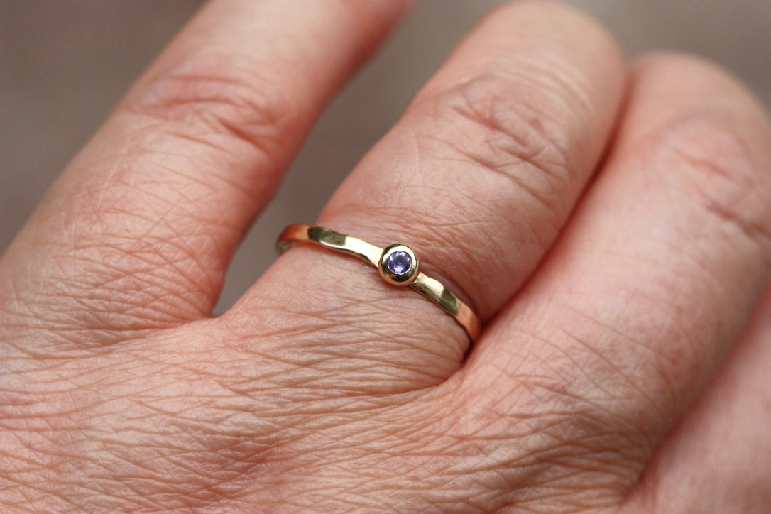 Tanzanite and Recycled 14k Gold Ring, December Birthstone Ring