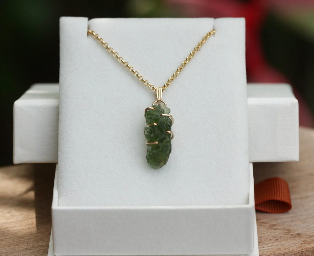 Natural Moldavite Tektite Pendant Necklace
