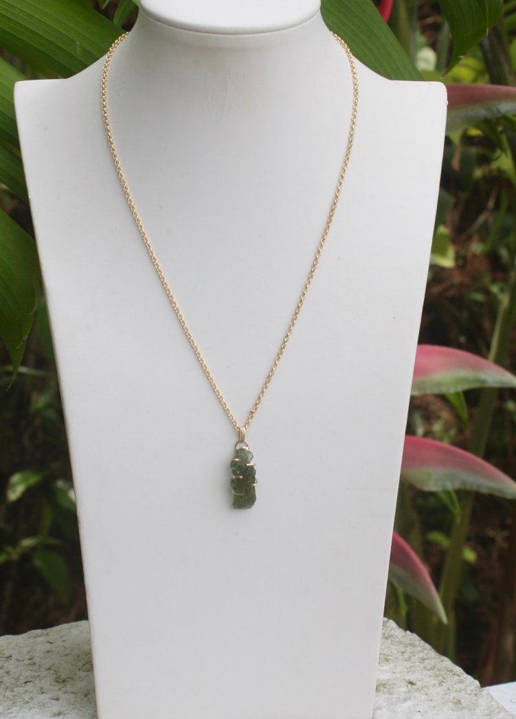 Natural Moldavite Tektite Pendant Necklace