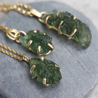 Natural Moldavite Tektite Pendant Necklace