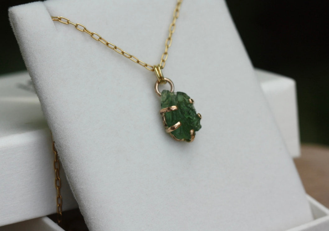 Natural Moldavite Tektite Pendant Necklace