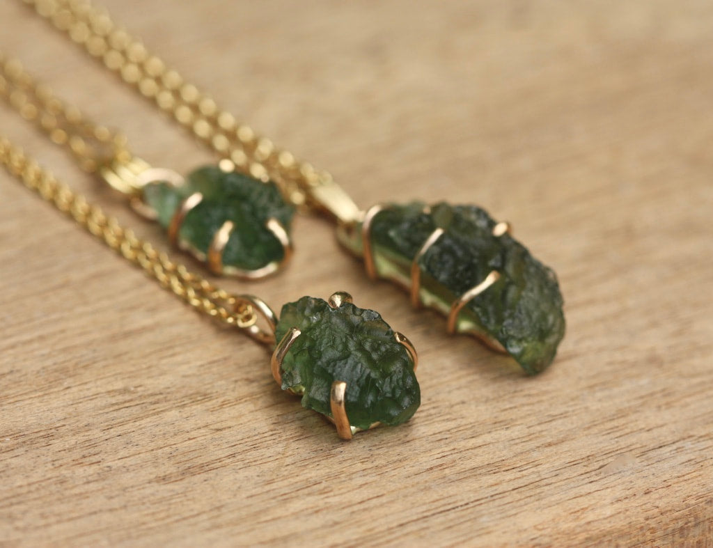 Natural Moldavite Tektite Pendant Necklace