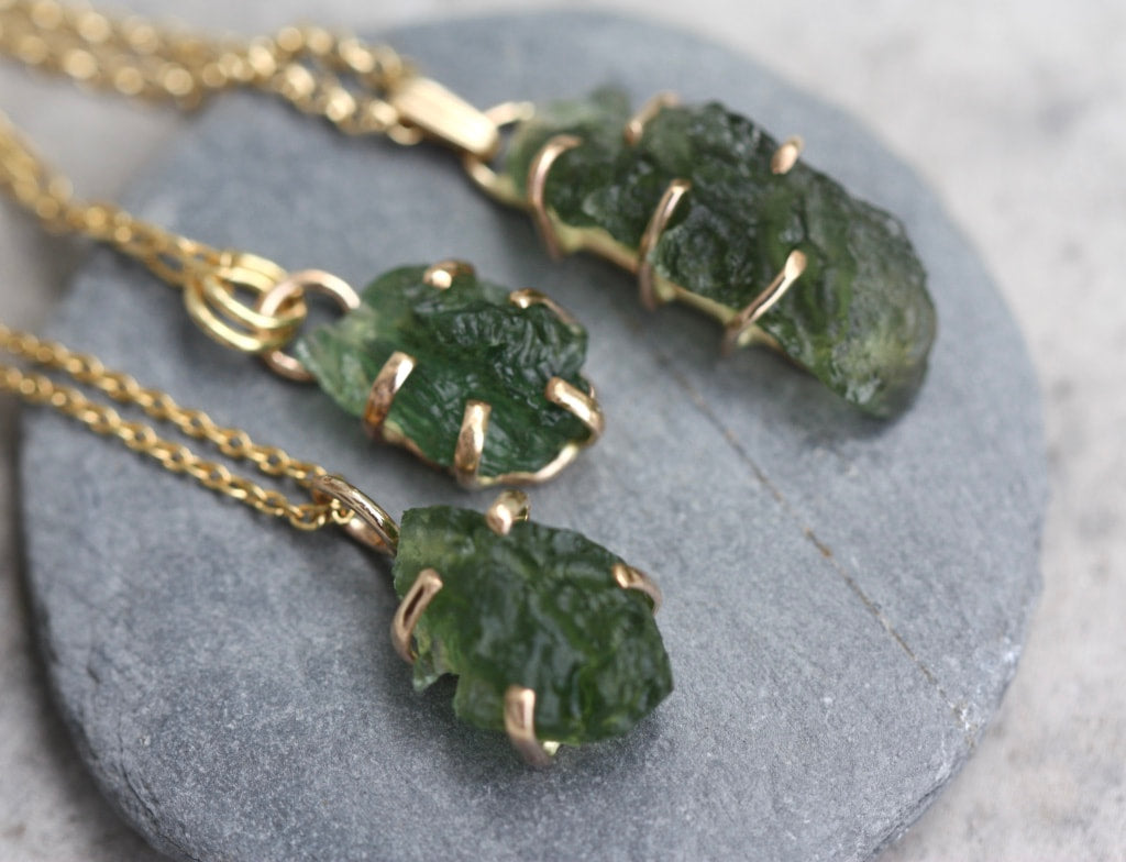 Natural Moldavite Tektite Pendant Necklace