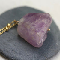 Rough Lavender Amethyst Pendant Necklace, February Birthstone Necklace