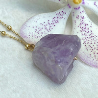 Rough Lavender Amethyst Pendant Necklace, February Birthstone Necklace