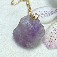 Rough Lavender Amethyst Pendant Necklace, February Birthstone Necklace