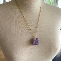 Rough Lavender Amethyst Pendant Necklace, February Birthstone Necklace