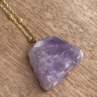 Rough Lavender Amethyst Pendant Necklace, February Birthstone Necklace