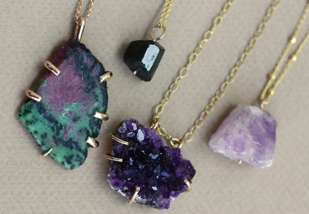 Rough Lavender Amethyst Pendant Necklace, February Birthstone Necklace
