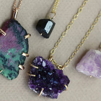 Raw Black Tourmaline Pendant Necklace, October Birthstone Pendant