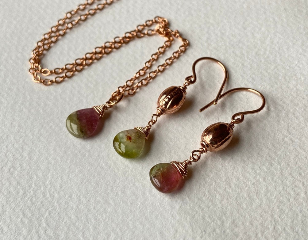 Watermelon Bicolor Tourmaline Earrings, October Birthstone Earrings