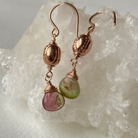 Watermelon Bicolor Tourmaline Earrings, October Birthstone Earrings