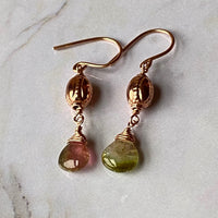 Watermelon Bicolor Tourmaline Earrings, October Birthstone Earrings