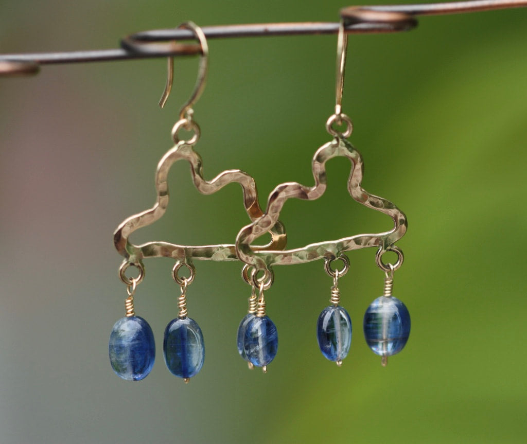 Hammered Cloud Earrings with Blue Kyanite