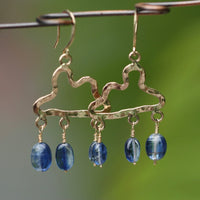 Hammered Cloud Earrings with Blue Kyanite