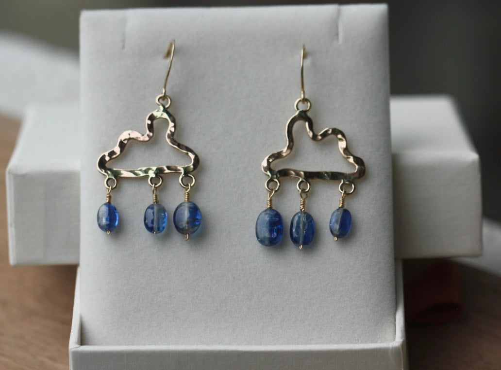 Hammered Cloud Earrings with Blue Kyanite